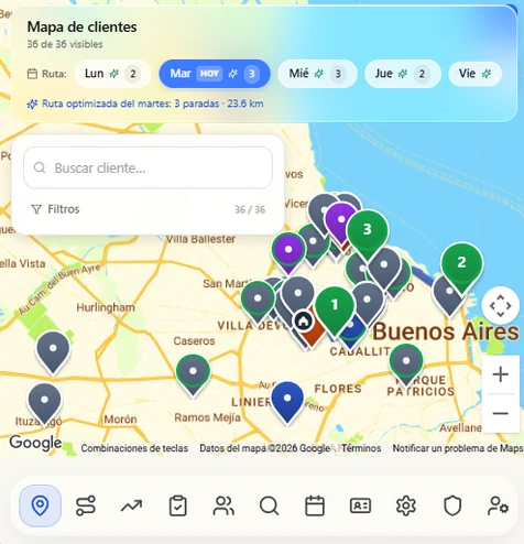 Ruti — mapa de clientes y ruteo optimizado