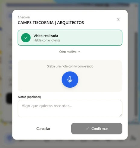 Ruti — check-in de visita con nota por voz